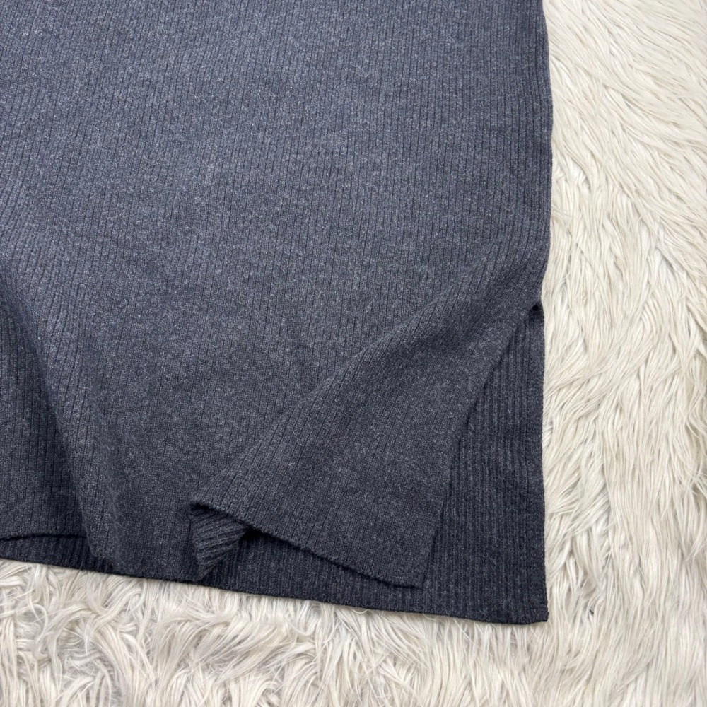 Vince‎ Women's L Charcoal Gray Ribbed Knit Midi Skirt Cozycore Preppy Cool Girl - Picture 2 of 7